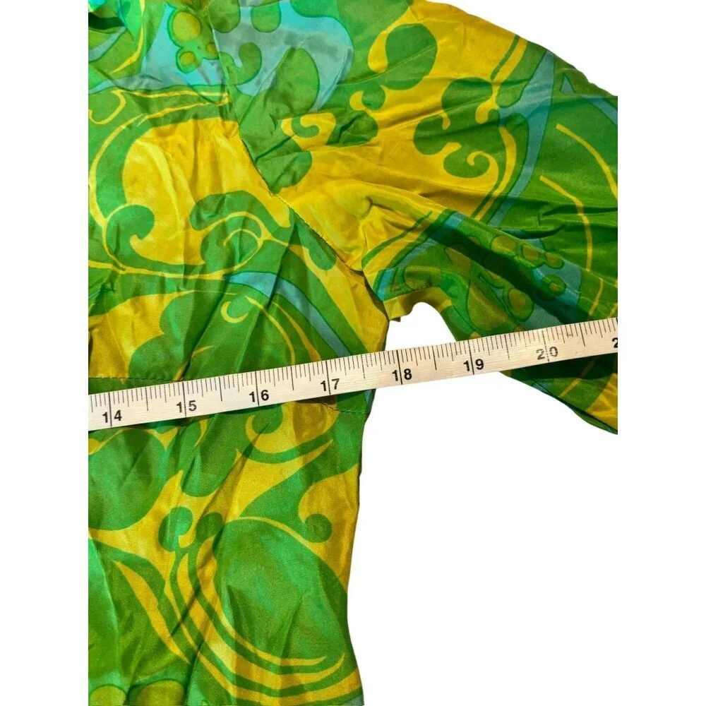 Vintage St. Vincent Women's Blue, Yellow & Green Longsleeve Dress